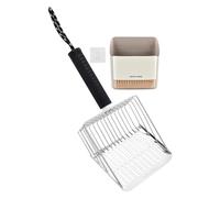 Cat Litter Scoop Set - Stainless Steel Cat Litter Scoop with Holder | Litters Sifter Scoops with Holder | Multi-Purpose Cats Litters Scoops Animal Poop Sifter Kit Cleanup Tool for Bunny Dogs