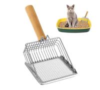 Cat Litter Scoop - Stainless Steel Cat Litter Scoop | Metal Cats Litters Scoops with Wooden Handle | Fine-Mesh Heavy Duty Poop Scooper, Non-Stick Deep Shovel, Easy Cleaning Pet Waste Sifter for Indoor