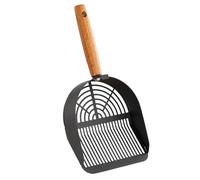 Cat Litter Scoop, Stainless Steel Cat Poop Scooper, Ergonomic Long Handle, Heavy Duty Sifting Tool, Silver/Black, Ideal for Home, Indoor Pet Supplies, Keep Hygiene Clean and