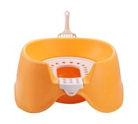 Cat Litter Tray, High-Sided Kitten Litter Pan, 16.54x17.32x8.27inch, Open Top Pet Toilet Box, Easy to Clean Design, Ideal for Indoor Home, Apartment, Kittens, Rabbits, Green/Orange
