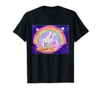 Cat Llama Pizza Rainbow Space Laser Eyes Surrealista Pet Art Camiseta