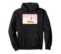 Cat Llama Pizza Rainbow Space Laser Eyes Surrealista Pet Art Sudadera con Capucha
