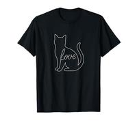 Cat Love Line Art Lindo Kitty Animal Cozy Feline Lover Pet Camiseta