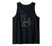 Cat Love Line Art Lindo Kitty Animal Cozy Feline Lover Pet Camiseta sin Mangas