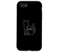 Cat Love Line Art Lindo Kitty Animal Cozy Feline Lover Pet Carcasa para iPhone SE (2020) / 7 / 8