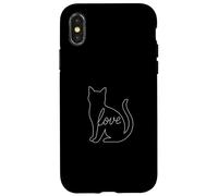 Cat Love Line Art Lindo Kitty Animal Cozy Feline Lover Pet Carcasa para iPhone X/XS