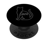 Cat Love Line Art Lindo Kitty Animal Cozy Feline Lover Pet PopSockets PopGrip Adhesivo