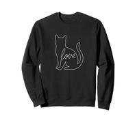 Cat Love Line Art Lindo Kitty Animal Cozy Feline Lover Pet Sudadera