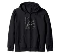 Cat Love Line Art Lindo Kitty Animal Cozy Feline Lover Pet Sudadera con Capucha