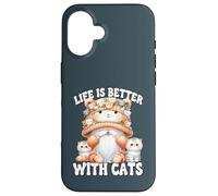 Cat Lover Gnome For Cat Mom Grandma Life Is Better With Cats Carcasa para iPhone 16
