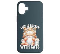 Cat Lover Gnome For Cat Mom Grandma Life Is Better With Cats Carcasa para iPhone 16 Plus