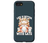 Cat Lover Gnome For Cat Mom Grandma Life Is Better With Cats Carcasa para iPhone SE (2020) / 7 / 8