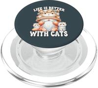 Cat Lover Gnome For Cat Mom Grandma Life Is Better With Cats PopSockets PopGrip para MagSafe
