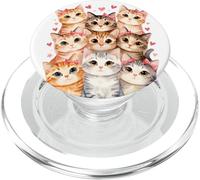 Cat Loving Girls Nueve Gatos con Lazos Rosas y corazón de Amor PopSockets PopGrip para MagSafe