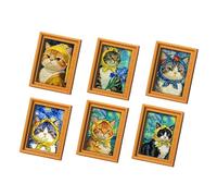 Cat Magnets - 6-Piece Cute Wooden Fridge Decor | Funny Anime Cat Refrigerator Magnets | Magnetic Home Wall Door Locker Decoration For Kitchen Living Room Office Classroom Birthday Travel Gift