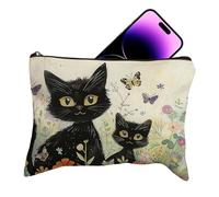 Cat Makeup Bag, Large Capacity Cosmetic Pouch Organizer, Cute Vintage Handbag, Toiletry and Stationery Storage Organizer for Travel or Birthday Present, Women, Mixed Color, Multicolor, A