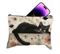 Cat Makeup Bag, Large Capacity Cosmetic Pouch Organizer, Cute Vintage Handbag, Toiletry and Stationery Storage Organizer for Travel or Birthday Present, Women, Mixed Color, Multicolor, B