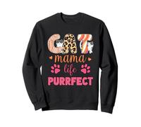 Cat Mama Life Purrfect con estampado de leopardo, bonita pata de gatito con dibujos animados Sudadera