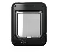 Cat Mate Solapa giratoria de 4 vías para gatos (358) - Puerta versátil con cerradura para gatos pequeños a medianos, para acristalamiento individual/múltiple, UPVC, pared y madera, color negro