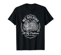 Cat Me Resolviendo Mis Problemas Dormir Siesta Divertido Camiseta gráfica económica, Hombre, Negro, M