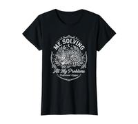 Cat Me Resolviendo Mis Problemas Dormir Siesta Divertido Camiseta gráfica económica, Mujer, Negro, XS