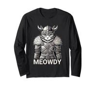 Cat Meowdy Nordic Viking For Moody Women Girl Cat Lover Manga Larga