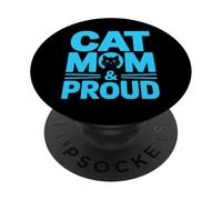 Cat Mom and Proud PopSockets PopGrip Adhesivo