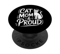 Cat Mom and Proud PopSockets PopGrip Adhesivo