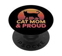 Cat Mom and Proud PopSockets PopGrip Adhesivo