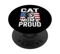 Cat Mom and Proud PopSockets PopGrip Adhesivo