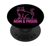 Cat Mom and Proud PopSockets PopGrip Adhesivo