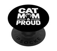 Cat Mom and Proud PopSockets PopGrip Adhesivo