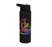 Cat Mom Cat Lover Cute Mother's Day Mama I Love My Cat Stainless Steel Insulated Water Bottle