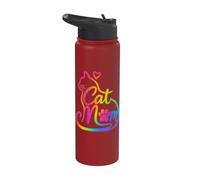 Cat Mom Cat Lover Cute Mother's Day Mama I Love My Cat Stainless Steel Insulated Water Bottle