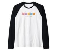 Cat Mom Cute Kawaii Cat Face Cat Lover Cute Cat Mom Camiseta Manga Raglan
