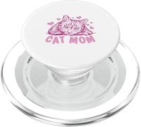 Cat Mom Feline Lover Pink Kitty Hearts Design PopSockets PopGrip para MagSafe