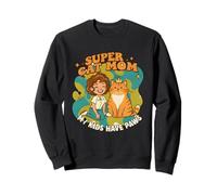 Cat, Mom, Kids Have Paws Retro Orange Tabby Ginger Sudadera