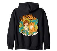 Cat, Mom, Kids Have Paws Retro Orange Tabby Ginger Sudadera con Capucha
