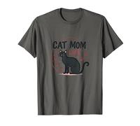 Cat Mom Life: Feline Lover'S Whimsical Paw, Gato Camiseta, Hombre, Asfalto, L