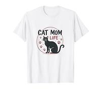 Cat Mom Life: Feline Lover'S Whimsical Paw, Gato Camiseta, Hombre, Blanco, M