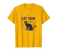 Cat Mom Life: Feline Lover'S Whimsical Paw, Gato Camiseta, Hombre, Dorado Brillante, L