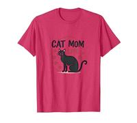 Cat Mom Life: Feline Lover'S Whimsical Paw, Gato Camiseta, Hombre, Rojo Jaspeado, L