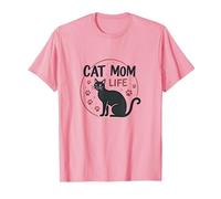 Cat Mom Life: Feline Lover'S Whimsical Paw, Gato Camiseta, Hombre, Rosado, 3XL