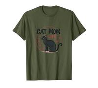 Cat Mom Life: Feline Lover'S Whimsical Paw, Gato Camiseta, Hombre, Verde Oliva, S