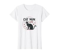 Cat Mom Life: Feline Lover'S Whimsical Paw, Gato Camiseta, Mujer, Blanco, XL