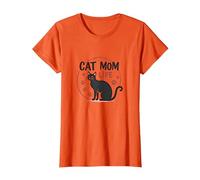 Cat Mom Life: Feline Lover'S Whimsical Paw, Gato Camiseta, Mujer, Naranja, XS