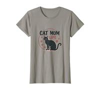 Cat Mom Life: Feline Lover'S Whimsical Paw, Gato Camiseta, Mujer, Pizarra, XXL
