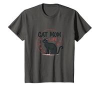Cat Mom Life: Feline Lover'S Whimsical Paw, Gato Camiseta, Niños, Asfalto, 2 años