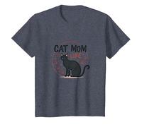 Cat Mom Life: Feline Lover'S Whimsical Paw, Gato Camiseta, Niños, Azul Jaspeado, 12 años