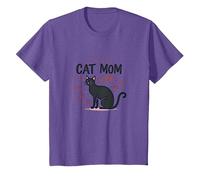 Cat Mom Life: Feline Lover'S Whimsical Paw, Gato Camiseta, Niños, Morado Jaspeado, 4 años